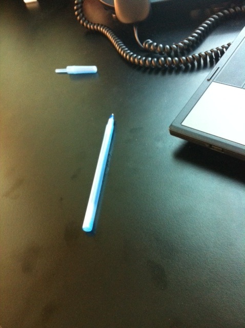 Super glued pen to the desk